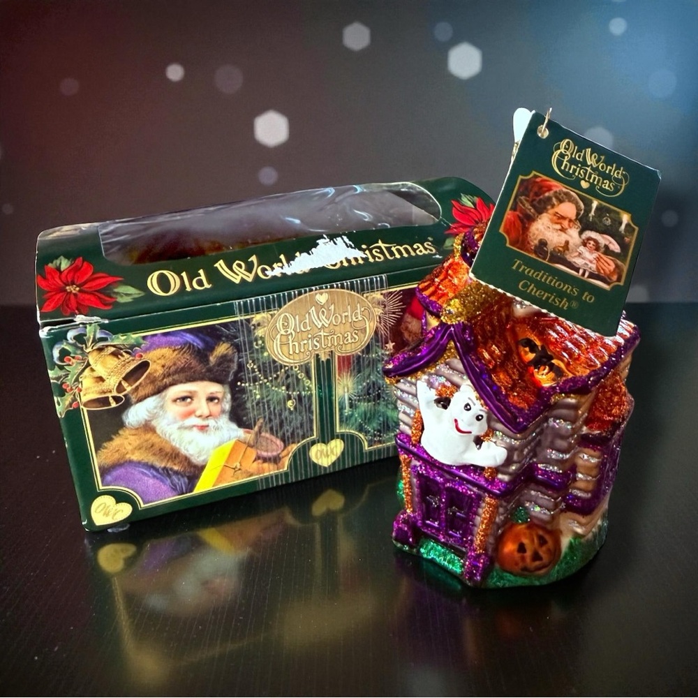 Old World Christmas Glass Haunted Mansion Ornament with Box